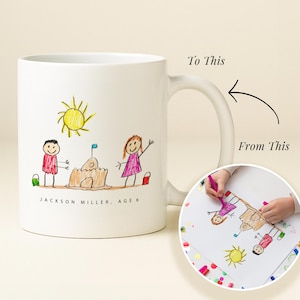 Custom Kids Drawing Mug Personalized Gift From Child Custom Coffee Mug Unique Gift for Mom Birthday from Kids Sentimental Gift for Dad