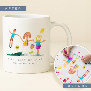 Kids Artwork Mug Custom Coffee Mug Childs Drawing On Mug Personalized Gift From Kids Birthday Keepsake For Mom Dad Teacher Grandma Grandpa