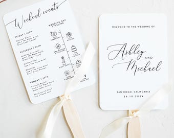 Wedding Fan Program Template Wedding Timeline Program Instant Download Printable Wedding Ceremony Programs Modern Wedding Program Fans