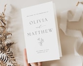 Elegant Wedding Program Template Foldable Wedding Ceremony Program Minimalist Order of Service Printable Folded Program Wedding