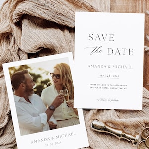 Double Sided Save the Date Template - Custom Photo Invite Card - Editable & Printable Wedding Save Our Date - Instant Download