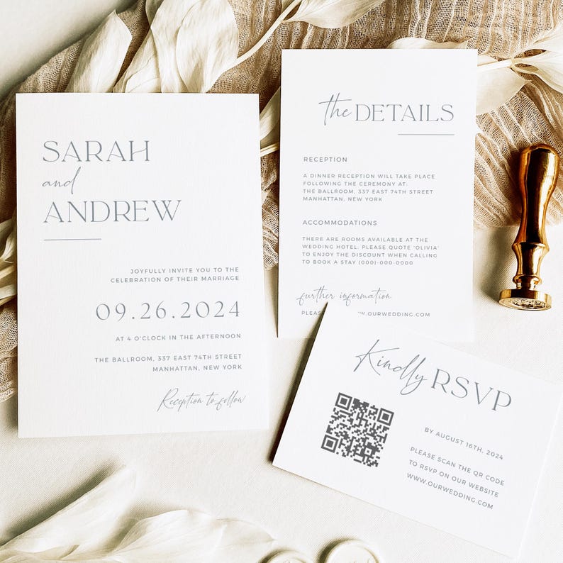 Editable RSVP card from the wedding invitation suite, designed for personalization and modern elegance.