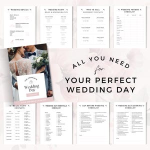 Wedding Day Checklist Printable Wedding Planner Template DIY Wedding Planner Wedding Organization Template Wedding Timeline Template Wedding Vendor Contact List Wedding Day Emergency Kit Checklist Bridal Checklist Template