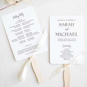 Wedding Program Fan Template Printable Ceremony Programs Instant Download Modern Wedding Program Fans Minimal Wedding