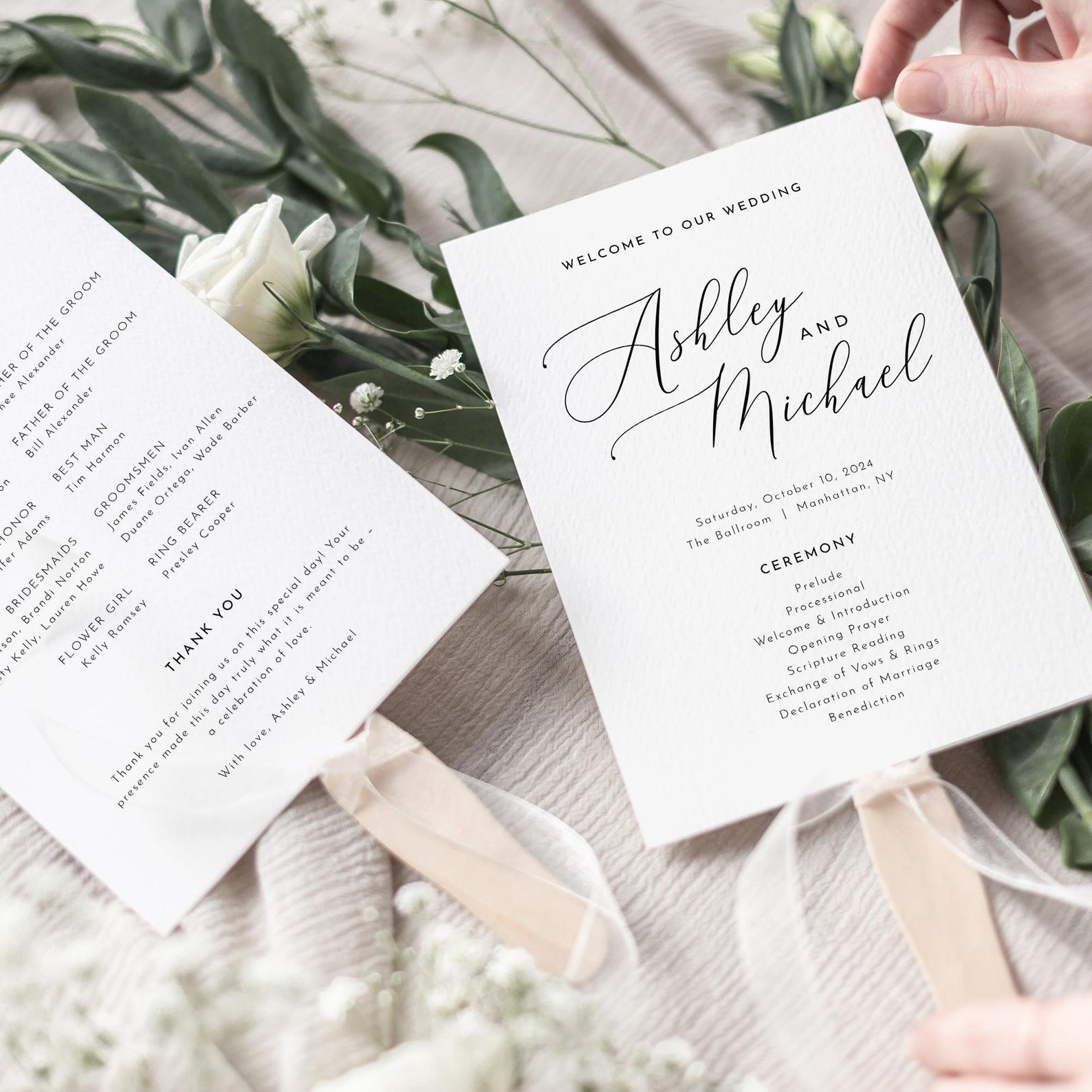 Modern Wedding Fan Program Template Timeline Program Instant Download ...