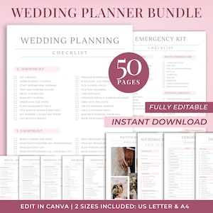 Wedding Planning Checklist Wedding Planner Template Printable Wedding Organizer Bride Planner Template Wedding Day Timeline Checklist Vendor