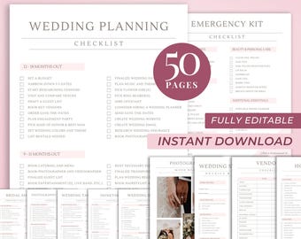 Wedding Planning Checklist Wedding Planner Template Printable Wedding Organizer Bride Planner Template Wedding Day Timeline Checklist Vendor
