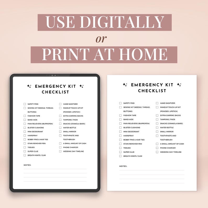 Editable wedding checklist for brides. 20+ printable Canva pages: wedding timeline, emergency kit, packing checklists, and vendor contacts. Perfect for planning a smooth wedding day. Download instantly and start prepping today.