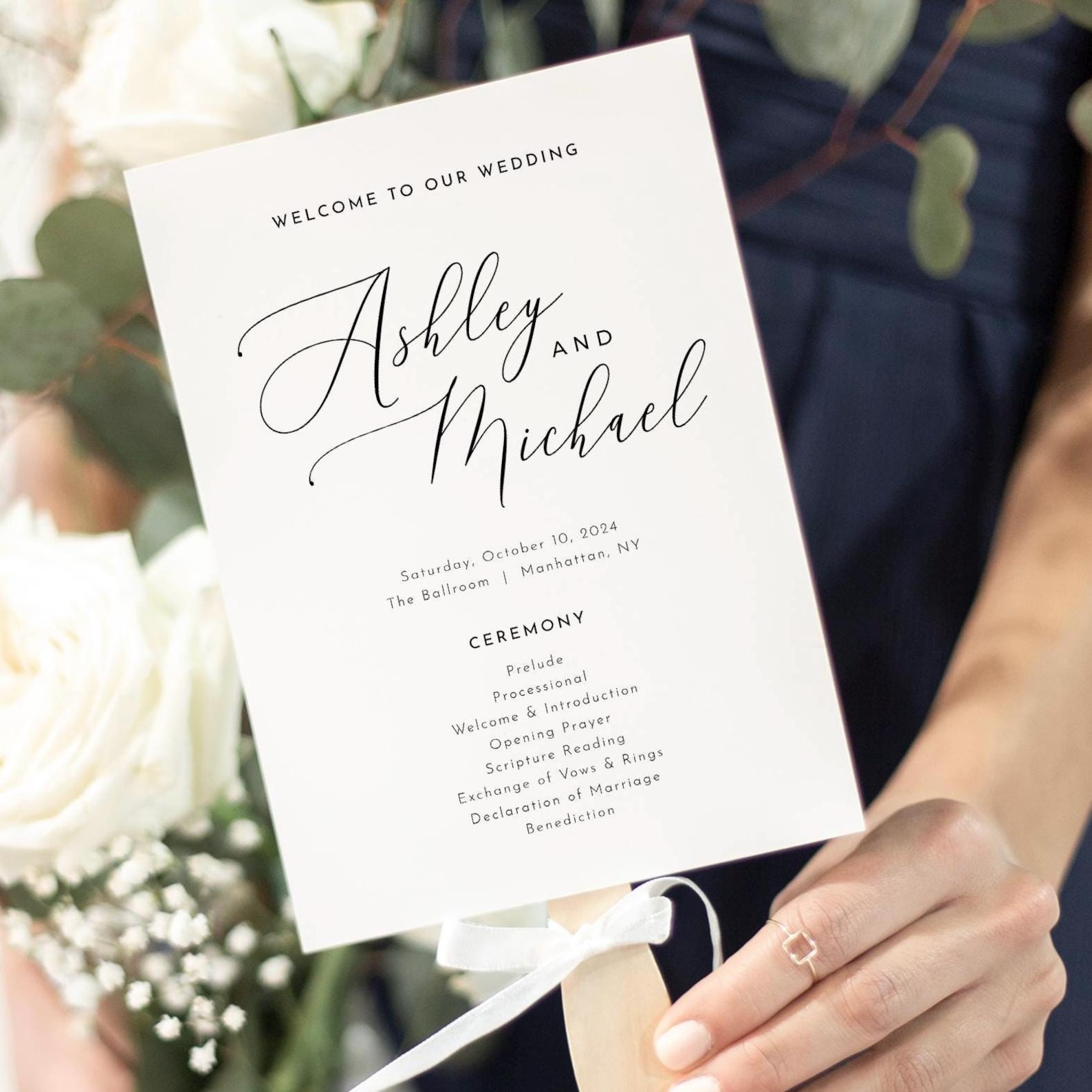 Modern Wedding Fan Program Template Timeline Program Instant Download ...