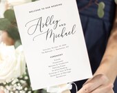Modern Wedding Fan Program Template Timeline Program Instant Download Editable & Printable Wedding Ceremony Programs Wedding Program Fans