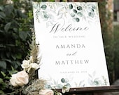 Elegant Eucalyptus Greenery Wedding Welcome Sign Template Editable Wedding Welcome Poster Printable Sign Instant Download Templett
