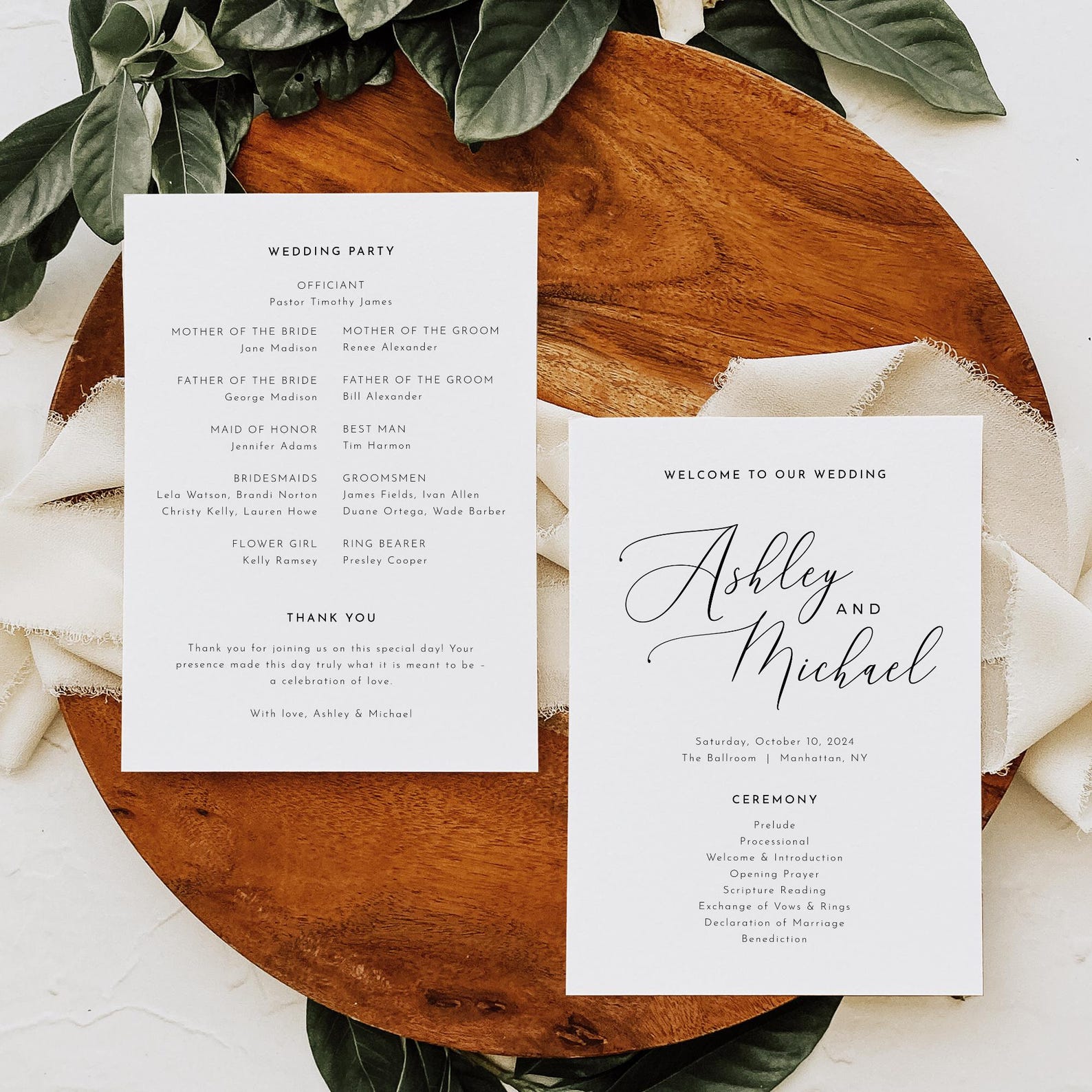 Modern Wedding Fan Program Template Timeline Program Instant Download ...