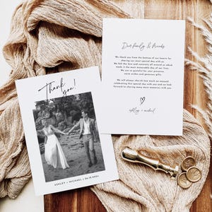 Hochzeitsfoto-Dankeskarte Minimalistische Hochzeit Dankeskartenvorlage mit Foto Druckbare Dankeskarte Moderne bearbeitbare Vorlage