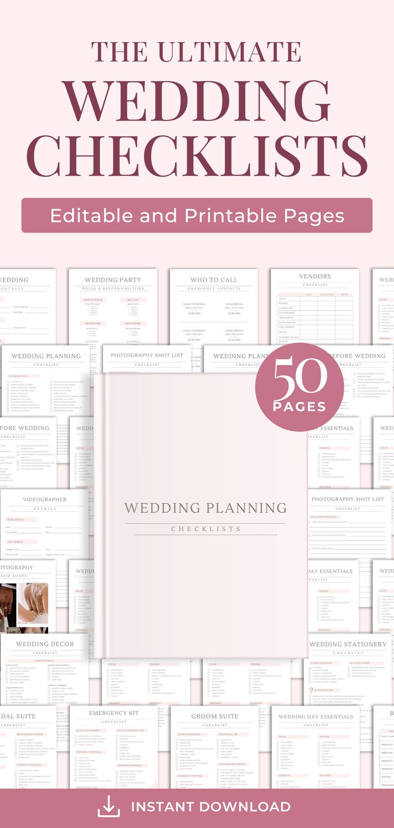 Digital Wedding Planner Template Ultimate Bride Organization Guide Instant Download Wedding Checklist System Complete Timeline Manager Vendor Contact Directory Essential Planning Tools Professional Wedding Coordinator Package Comprehensive