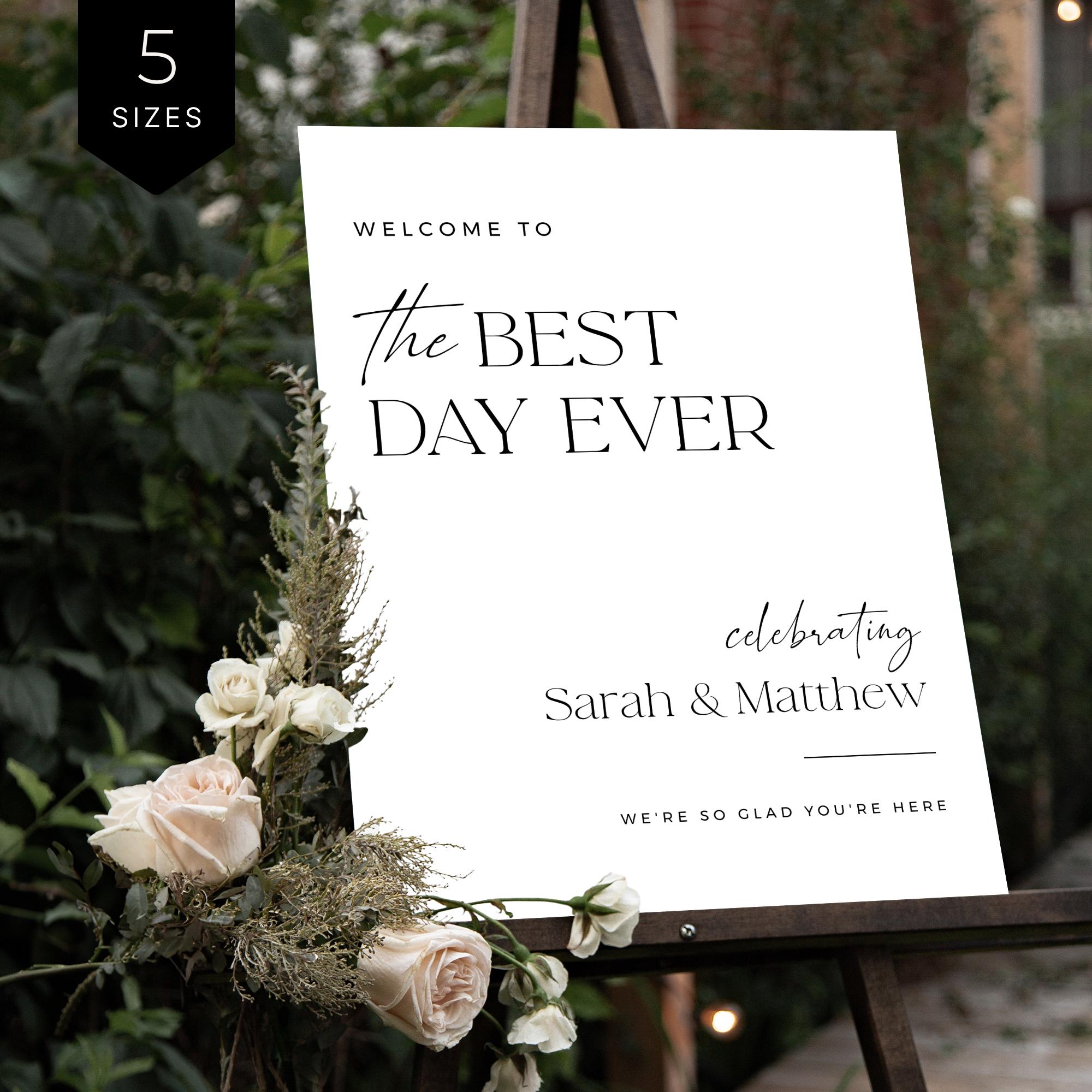 Wedding Welcome Sign Template Modern Minimalist Best Day Ever Templett Editable DIY Printable Instant Download Reception Entrance Decor