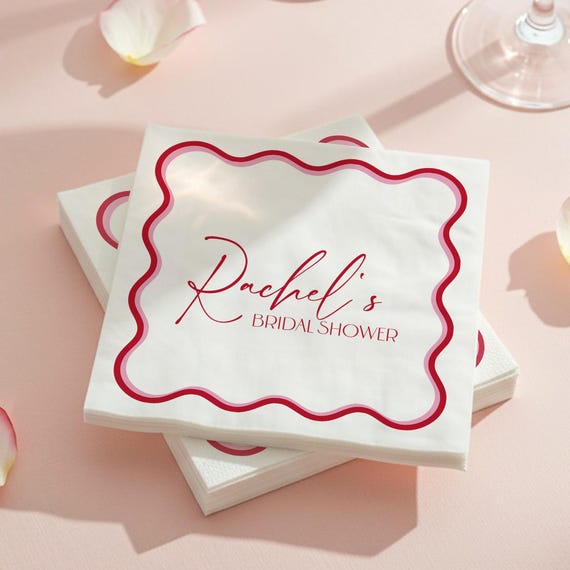 Custom Bridal Shower Napkin With Name Elegant Cocktail Napkin Personalized Wedding Shower Napkin for Bridal Party Dinner or Table Decor