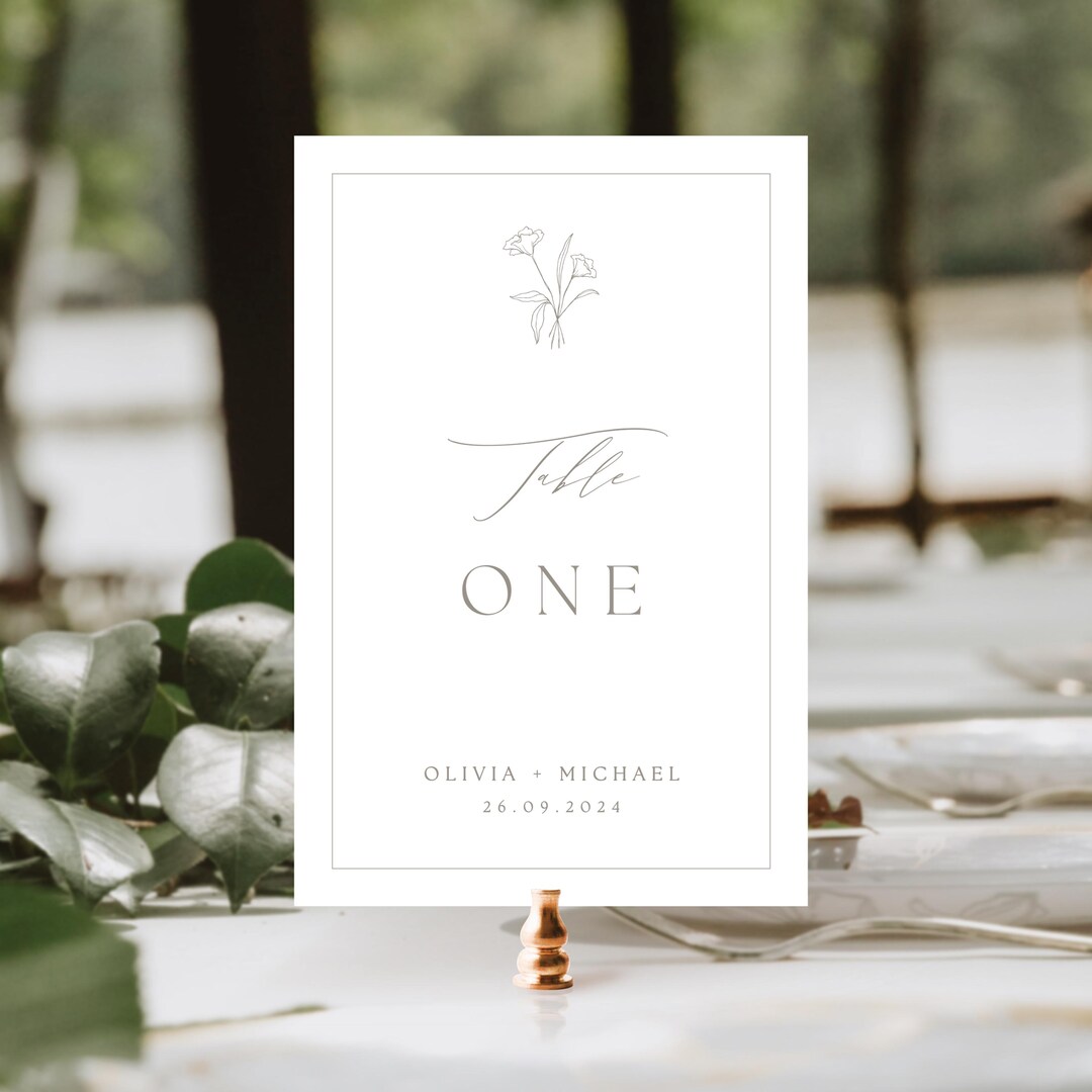 Elegant Wedding Table Numbers Template Printable Editable Table Number ...