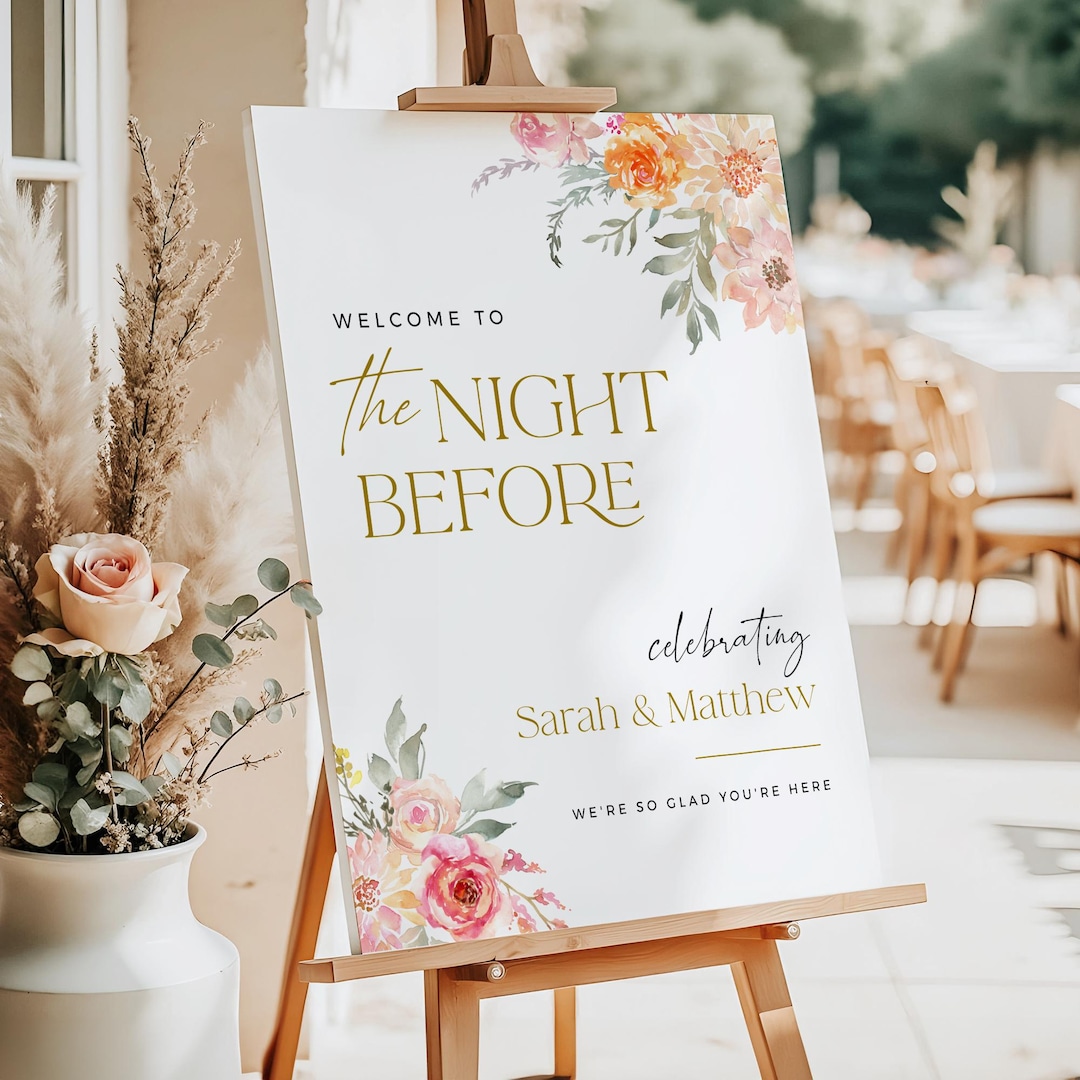 The Night Before Welcome Sign Printed Personalized Rehearsal Dinner ...