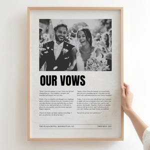 Custom Wedding Vows Print for Couple Personalized Vow Wall Art First Anniversary Gift for Husband or Wife Our Vows Poster Wedding Keepsake