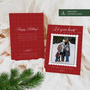 Urlaub Foto Kartenvorlage Doppelseitig Weihnachtskarte Anpassbare Digital Download Templett Familien Porträt Sofort druckbar DIY Individuell