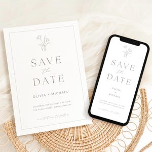 Minimalist Save the Date E-invite Template Digital Invite Elegant Electronic Save the Date Editable Invitation Template Instant Download