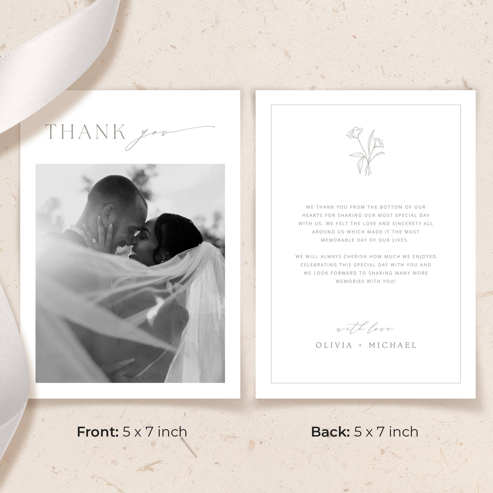 Wedding Thank You Card Template Minimalistic Editable Template Thank ...