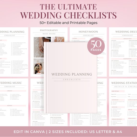 Wedding Planning Checklist Wedding Planner Template Printable Wedding Organizer Bride Planner Template Wedding Day Timeline Checklist Vendor