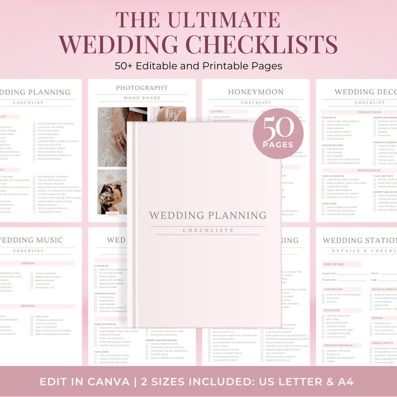 Complete Wedding Planning System Digital Checklist Template Instant Download Bride Organization Guide Professional Timeline Planner Vendor Contact Manager Wedding Day Coordination Tool Essential Planning Pages Comprehensive Wedding