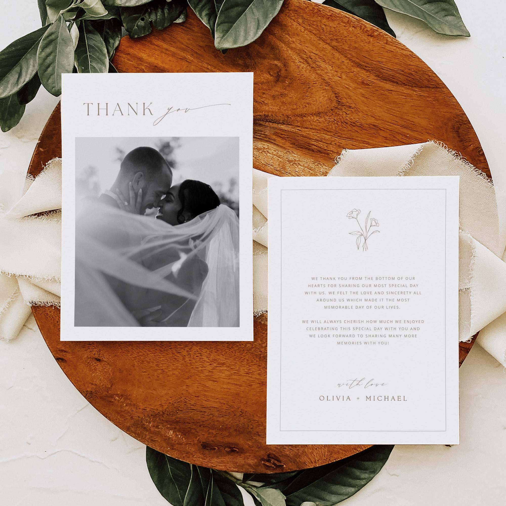 Wedding Thank You Card Template Minimalistic Editable Template Thank ...