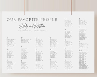 Alphabetical Seating Chart Template Download Minimalist Seating Plan Template Wedding Seating List Our Favorite People Editable Sign Ash