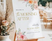 Morning After Brunch Sign Editable Wedding Template Floral Digital Wedding Signage for Reception Ceremony Brunch Day After Wedding Decor