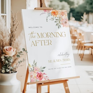 The Morning After Brunch Sign Personalized Wedding Decor Floral Wedding Signage Wedding Reception Sign Printed Ceremony Sign for Wedding