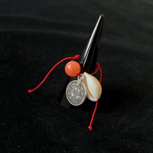 Traditional Amazigh Rif adjustable henna ring - orange pearl