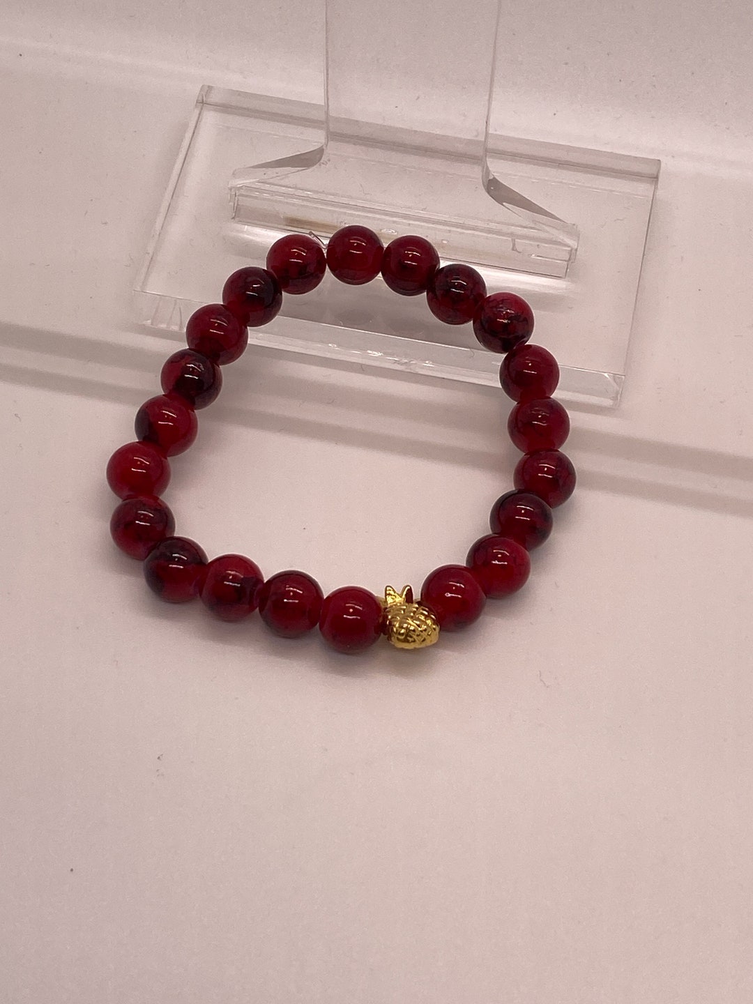 Red - Handcrafted Glass Stone Bracelet 06