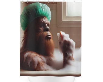 Bigfoot in the Tub Duschvorhang aus Polyester