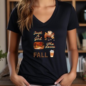 Nur ein Mädchen, das Herbst-T-Shirt liebt Liebes-Fall-T-Shirt Herbst-T-Stück Jahreszeiten-TShirt-Liebes-Herbst-T-Stück Kaffee und Herbstblätter TShirt