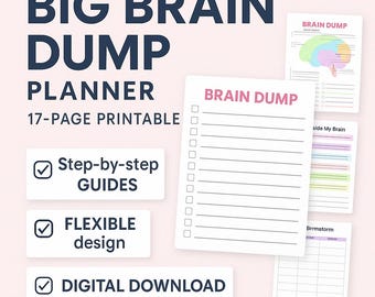 Brain Dump Planner | 17-Page Mental Clarity Journal (Digital Download)
