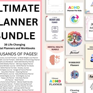 Printable Life Planner Bundle – ADHD, Weight Loss, Meal Planning (Digital Download)