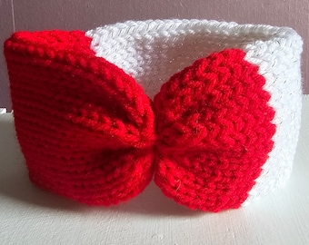 Oorwarmer/hoofdband voor baby-cinch, rood en wit