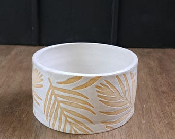 Handmade Ceramic Succulent Pot, Tropical Leaf Design
