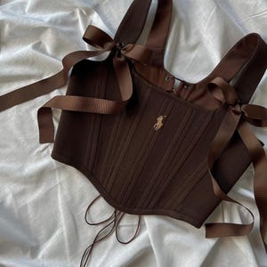 Chocolate Renaissance Corset Top, Lace-Up Boned Bustier, Fairycore Festival Bodice