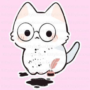 Artsy Cat Sticker | Digital Planner Stickers | Cute PNG Stickers | Gen Z Aesthetic | Print and Cut Sticker Sheet Template | Pastel