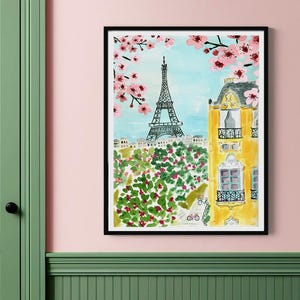 Paris Eiffel Tower Art Print Travel Wall Decor Poster Girls Bedroom Nursery Theme Tween Souvenir Style Apartment Decorations Painting