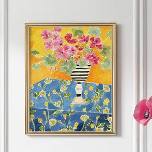 Floral Wall Art Print, Geranium Print, Millennial Style Wall Decor, Millennial Art, Maximalist Art, Dopamine Decor, Watercolor Floral Art