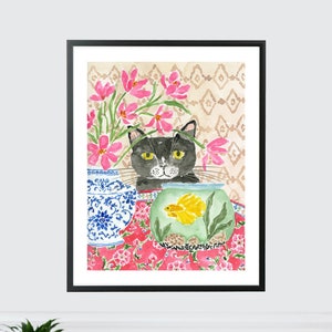 Cat Art Print, Tuxedo Cat Art Print, Black Cat Art, Black Cat Print, Black Cat Wall Art, Cat Print, Cat Art, Cat Painting, Cat Watercolor
