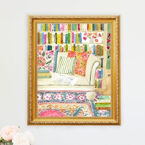 Impresión artística de librería, arte de pared de libros, arte de librería, estantería, impresión de lectura, impresión artística de libros, hogar, oficina, ratón de biblioteca, biblioteca, rincón de lectura, decoración de pared