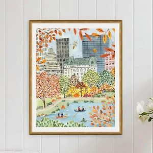 New York City Art Print, NYC Wall Decor, Autumn in Central Park, Central Park Art Print, NYC Art Print, NYC Painting, New York Art