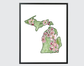 Michigan Apple Blossom Print - Etsy