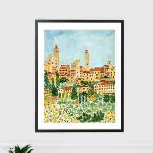 Tuscany Print, Italy Print, Italy Art, Tuscany Art Print, Tuscany Watercolor, San Gimignano Print, Italy Wall Art, Siena Italy Art Print