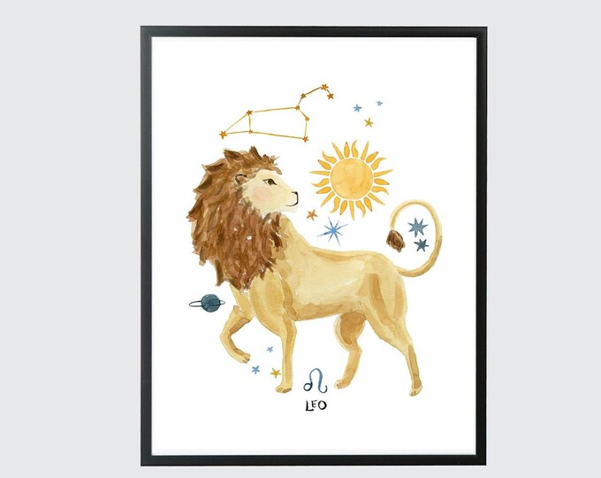 Leo Zodiac Art Print, Constellation Print, Zodiac Sign Art, Astrology Print, Leo Zodiac Art, Leo Print, Zodiac Gift, Astrology Art, Leo Art